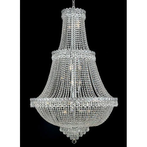Century Chrome Seventeen-Light 30-Inch Three-Tier Chandelier with Royal Cut Clear Crystal - Image 1
