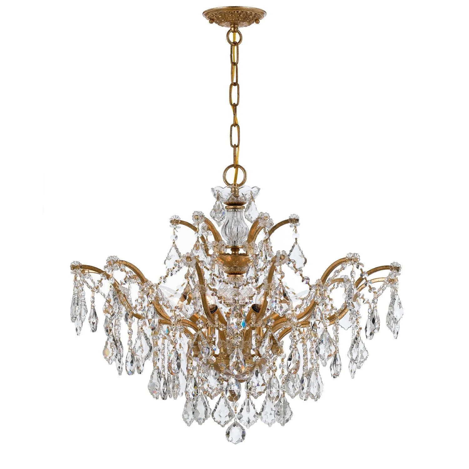 Group Filmore Antique Gold Six Light Swarovski Spectra Chandelier - Image 1