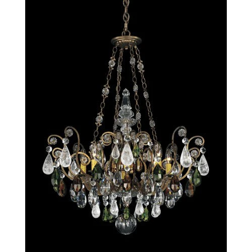 Renaissance Etruscan Gold Eight-Light Olivine and Smoke Topaz Crystal Rock Crystal Chandelier, 26.5W x 35H x 26.5D - Image 1
