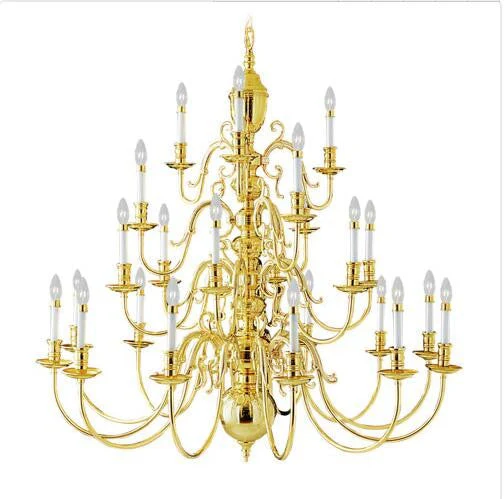 Twenty-Four Light Polished Brass Chandelier - Image 1