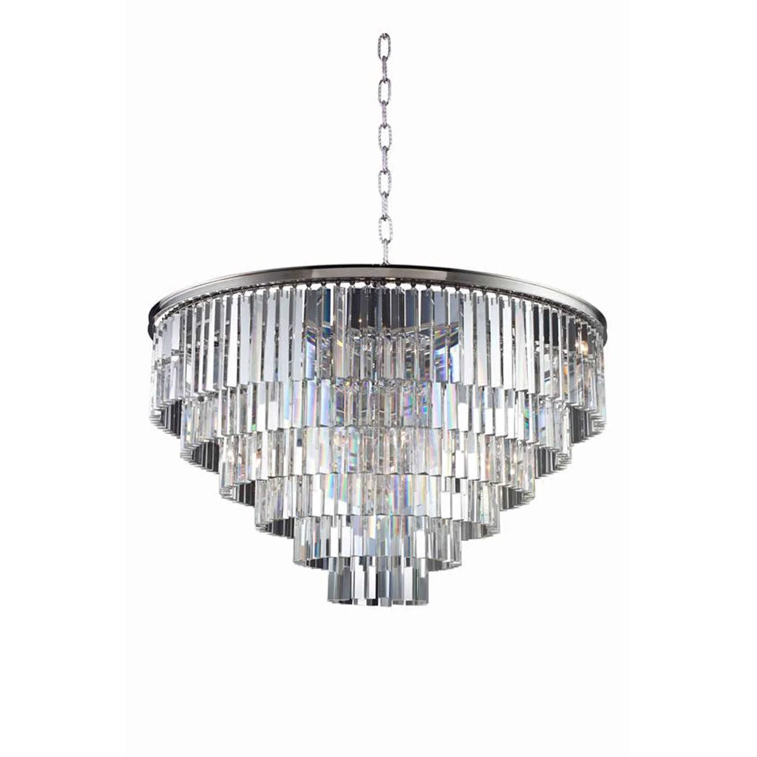 Sydney Polished Nickel Thirty-Two-Inch Pendant with Royal Cut Clear Crystals - Image 1