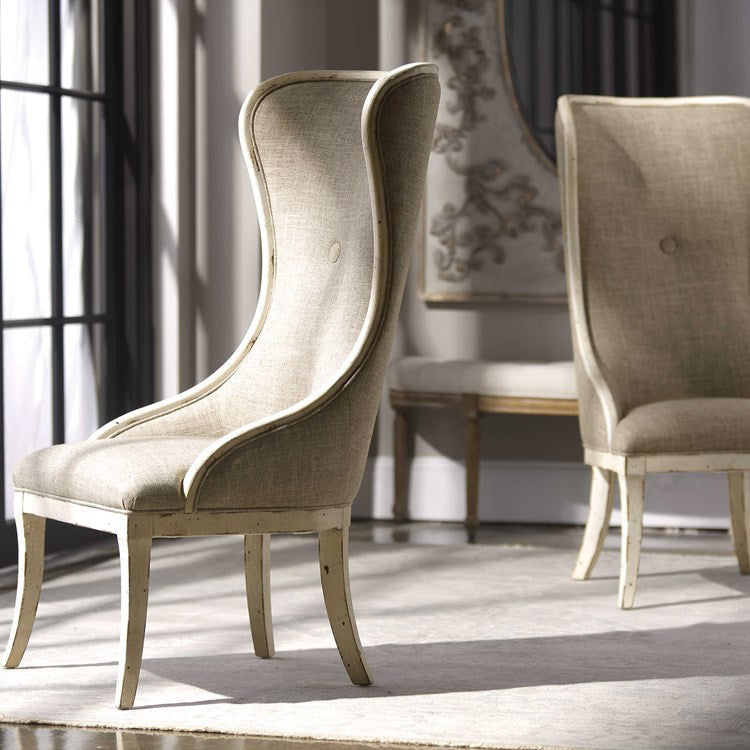 Uttermost Selam Flax Linen Modern Wingback Accent Chair - Image 1