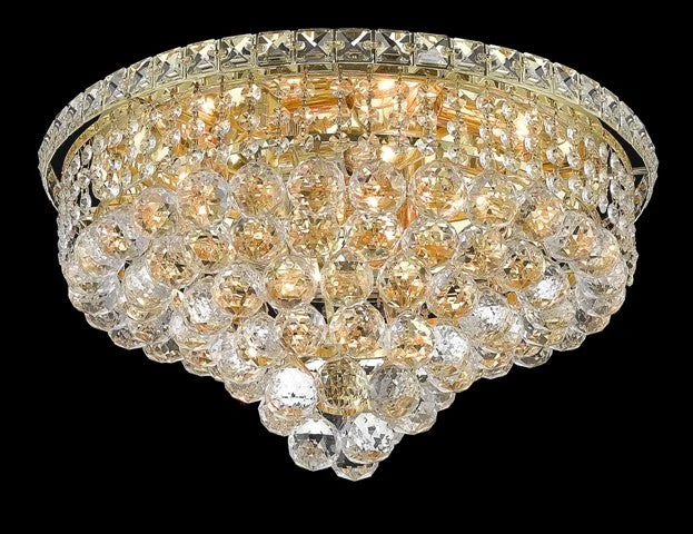 8 light gold plated crystal flush mount ceiling light dressed with crystal balls - Image 1