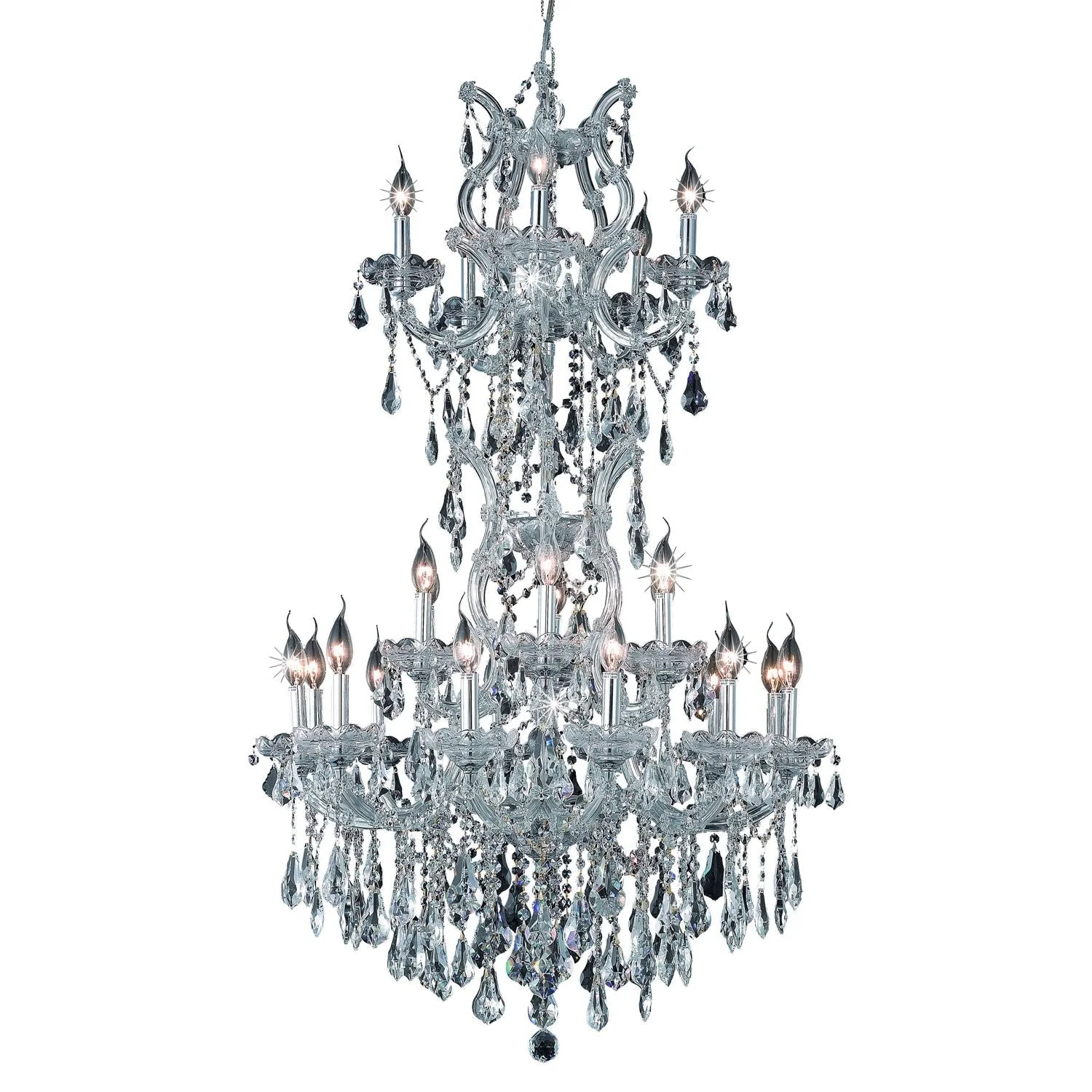 Chrome Twenty-Five Light 30-Inch Chandelier with Royal Cut Clear Crystal - Image 1