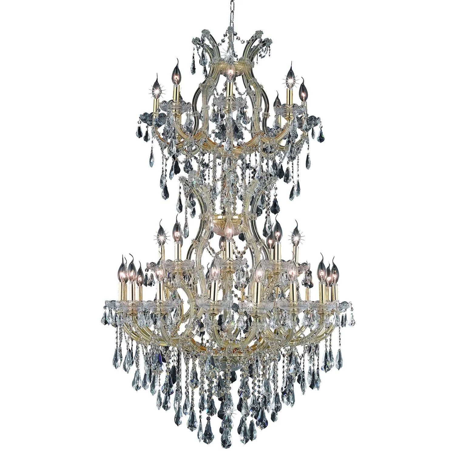 Maria Theresa Gold Thirty-Four Light 36-Inch Chandelier with Royal Cut Clear Crystal - Image 1