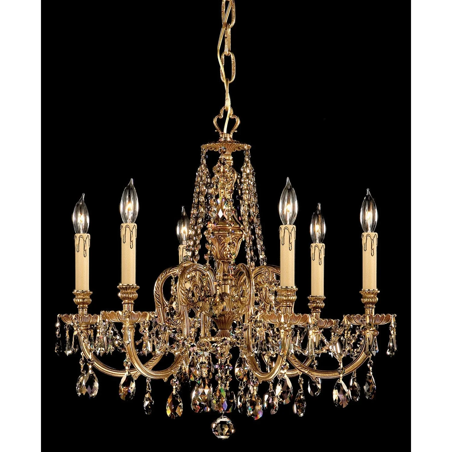 Group Novella Golden Teak Crystal Six-Light Chandelier - Image 1