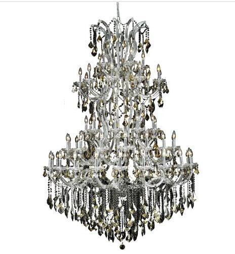 Chrome Sixty-One Light 54-Inch Chandelier with Royal Cut Golden Teak Smoky Crystal - Image 1
