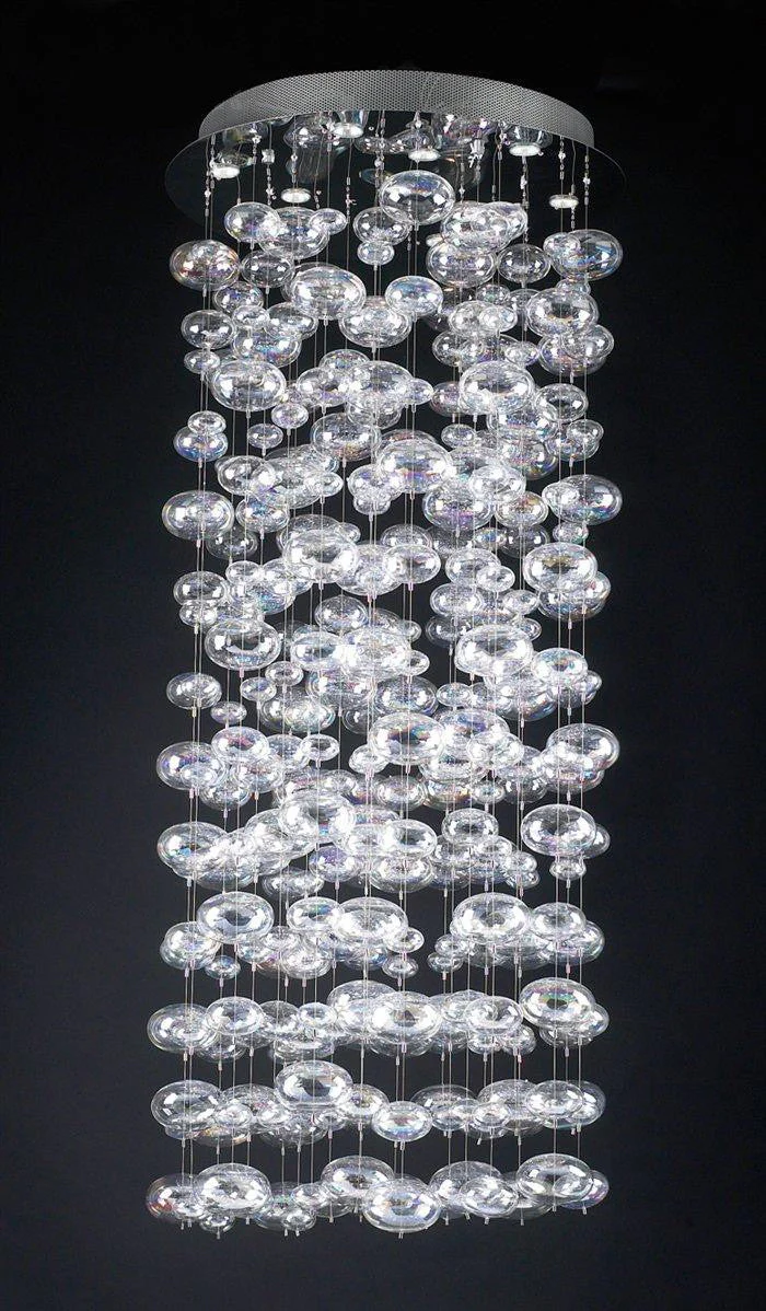 Polished chrome contemporary chandelier dressed with glass bubble - Image 1