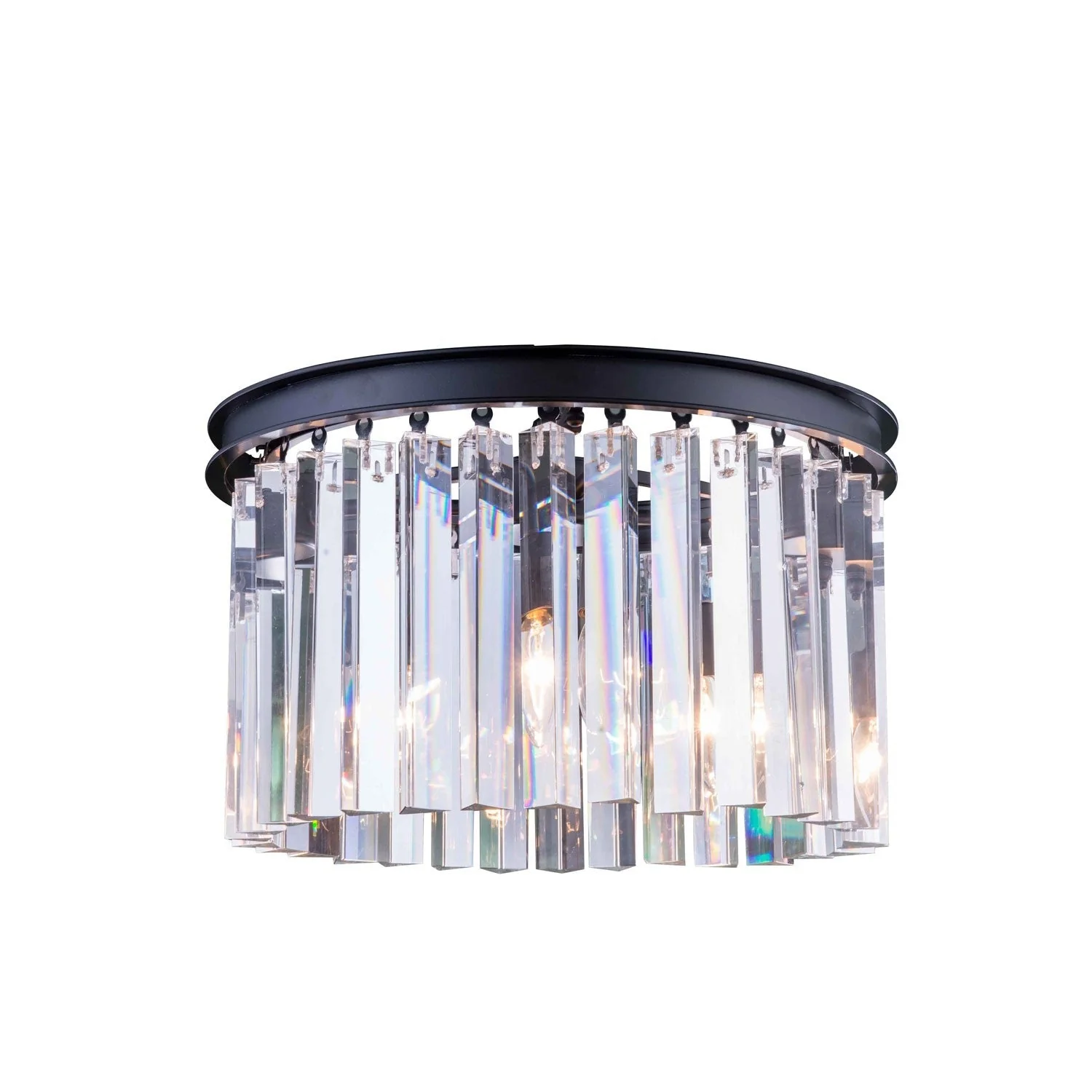 Sydney Mocha Brown Sixteen-Inch Flushmount with Royal Cut Clear Crystals - Image 1