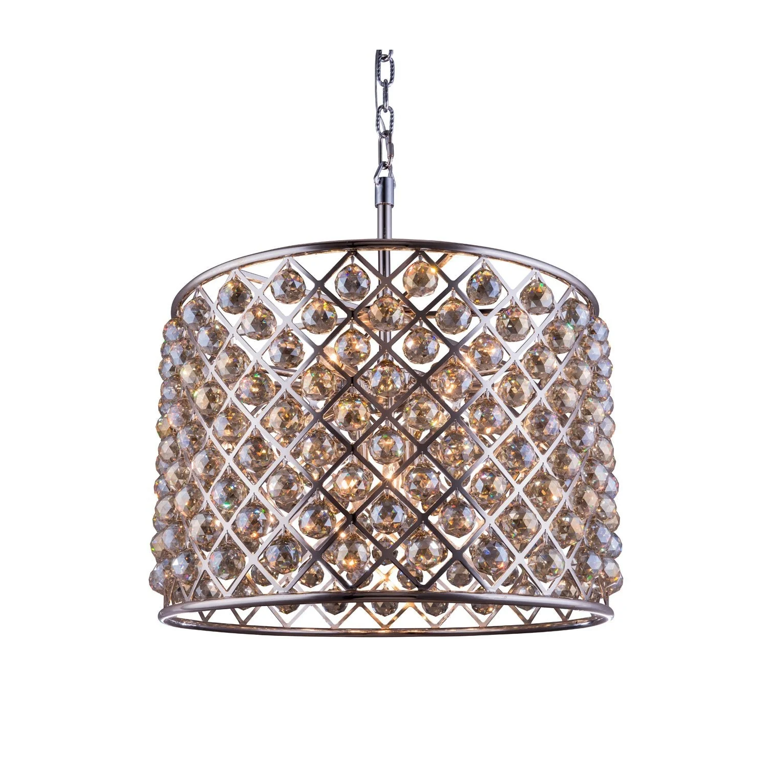 Madison Polished Nickel Eight-Light Pendant with Royal Cut Golden Teak Crystals - Image 1