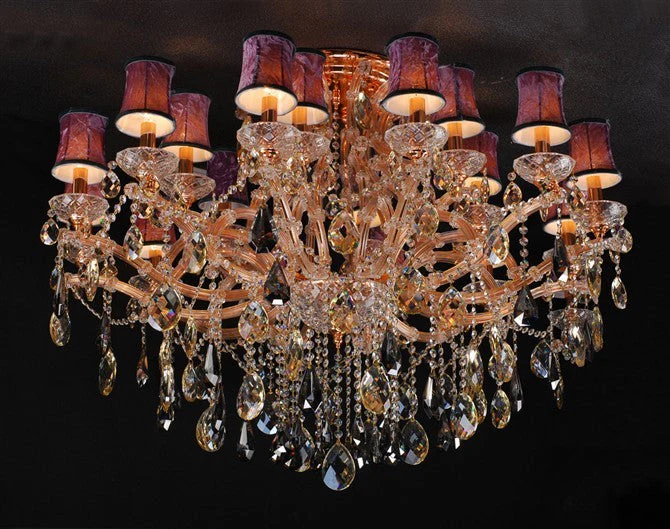 Gold plated traditional crystal flush mount Chandelier - Image 1