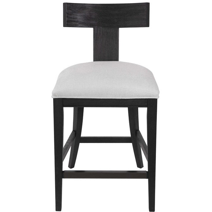 Uttermost Idris White Performance Fabric Charcoal Black Wood Counter Stool - Image 2