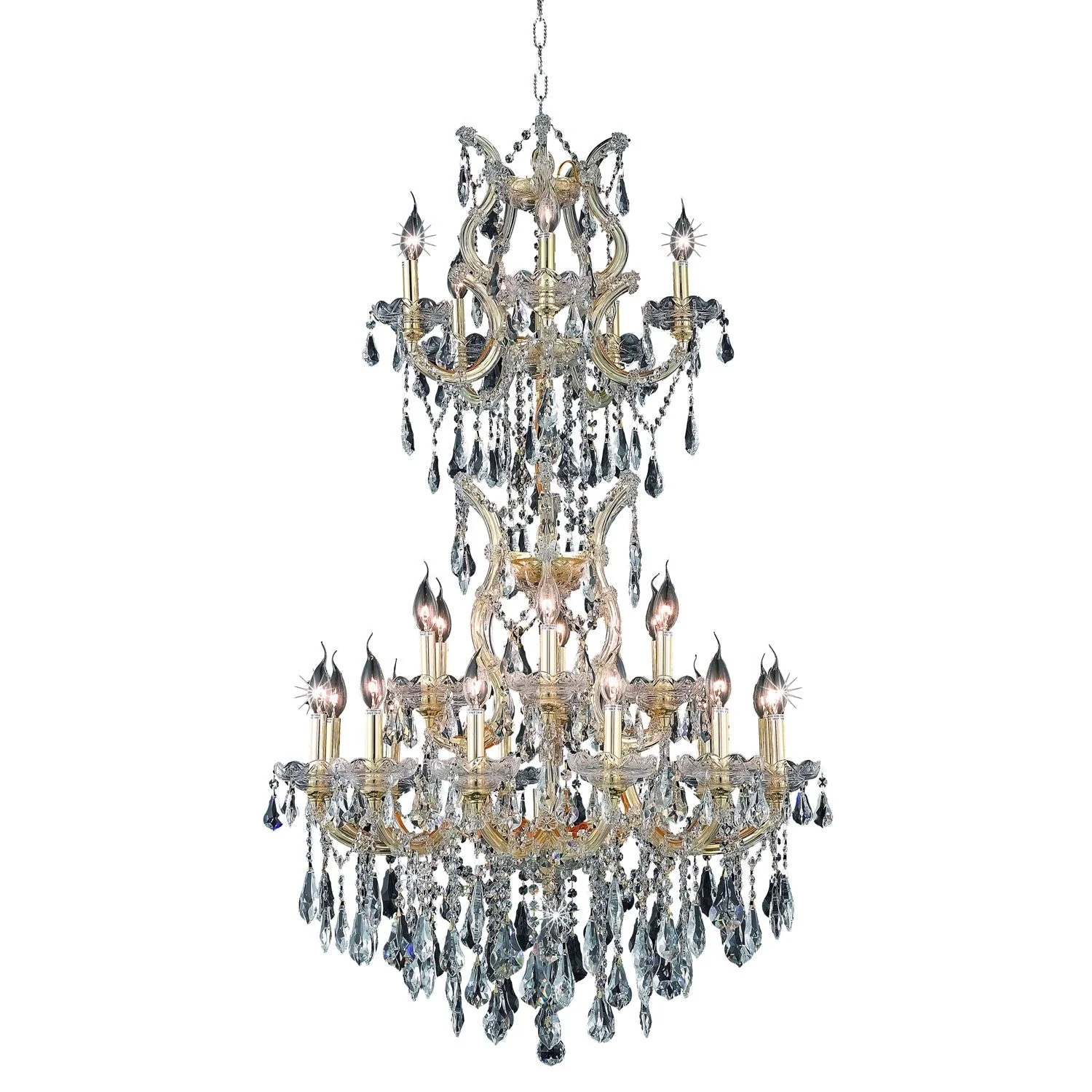 Gold Twenty-Five Light 30-Inch Chandelier with Royal Cut Clear Crystal - Image 1