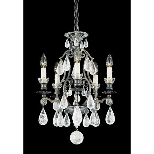 Bronze Five-Light Clear Rock Chandelier, 14.5W x 20H x 14.5D - Image 1
