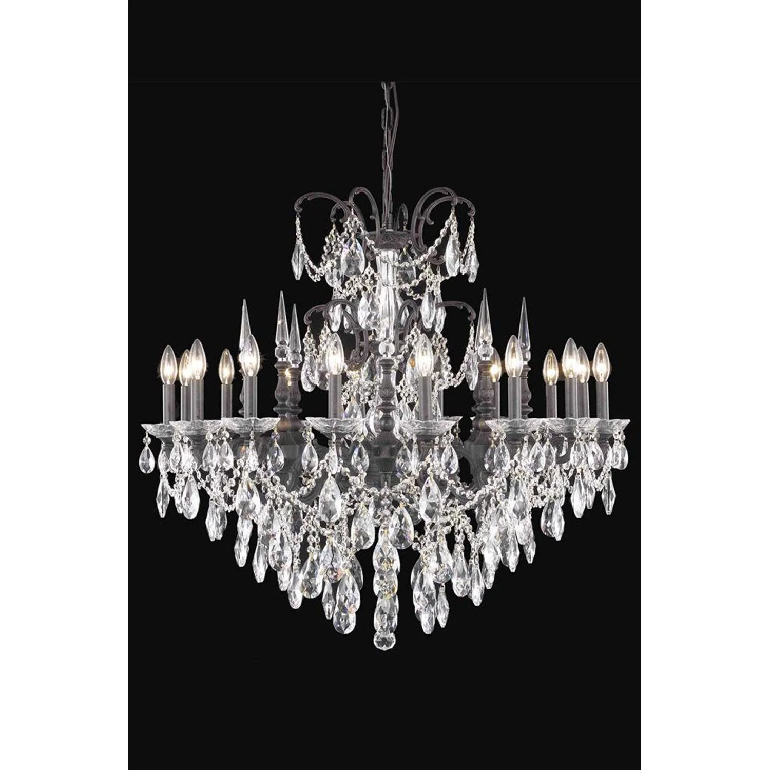 Athena Dark Bronze 16-Light Chandelier with Royal Cut Crystal - Image 1
