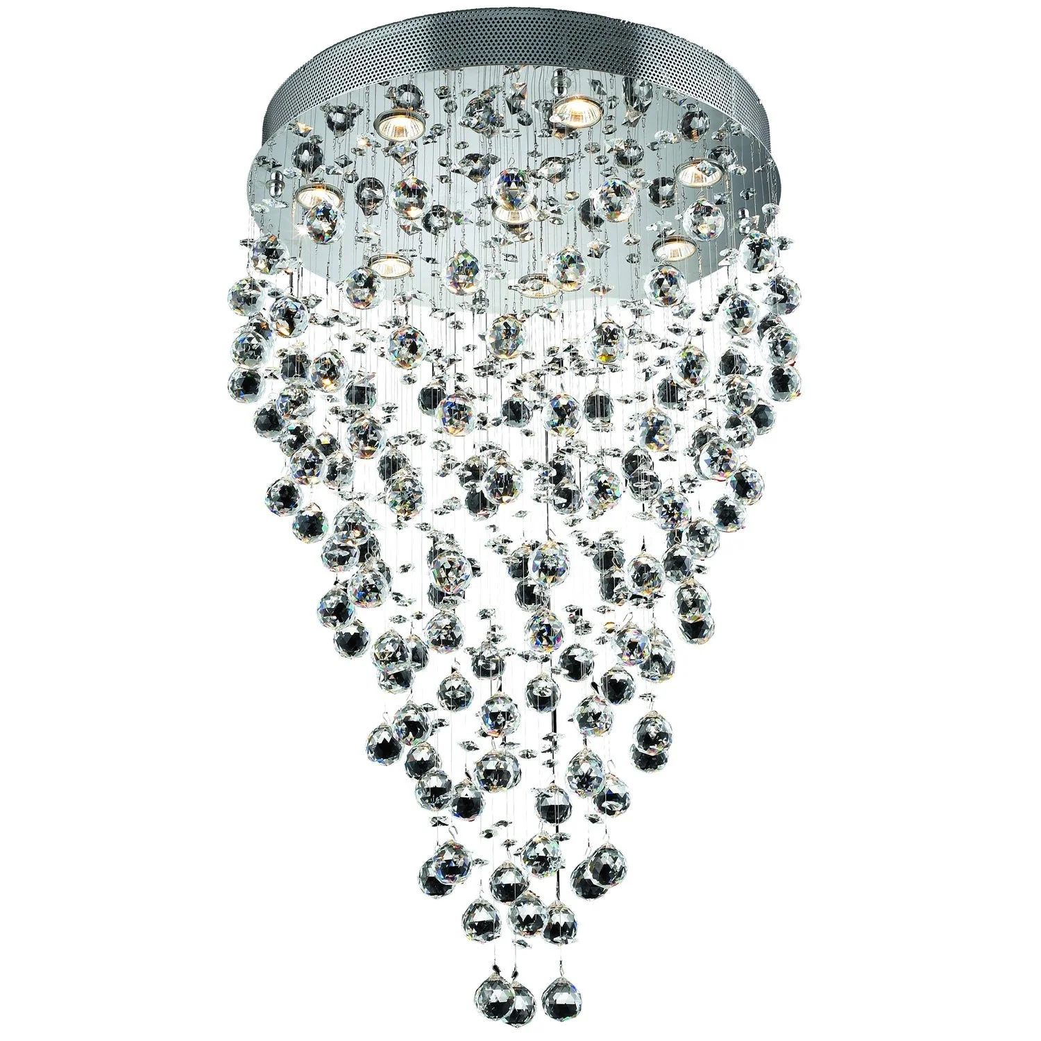 Galaxy Chrome Eight-Light 24-Inch Semi Flush Mount with Royal Cut Clear Crystal - Image 1