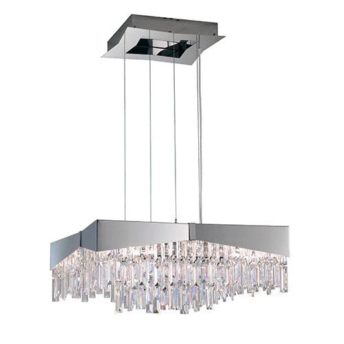 Stainless Steel Eight-Light Large Square Pendant with Clear Swarovski Element Crystal - Image 1