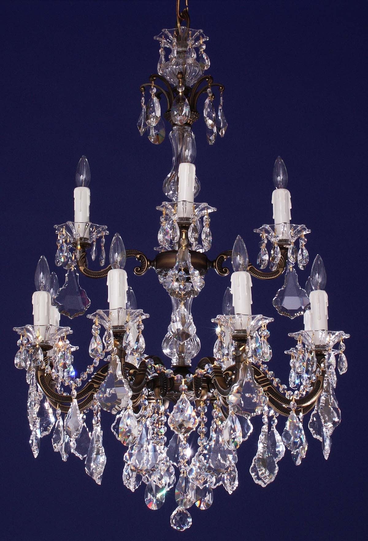 12 lights traditional crystal chandelier in Antique Bronze finish - Image 1