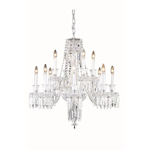 Majestic Elegant Cut Crystal Chrome 12 Light 31-in Chandelier - Image 1