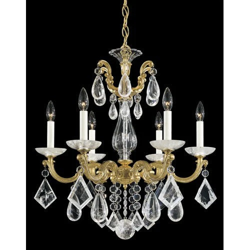 La Scala Heirloom Gold Six-Light Clear Rock Crystal Chandelier, 23W x 25H x 23D - Image 1