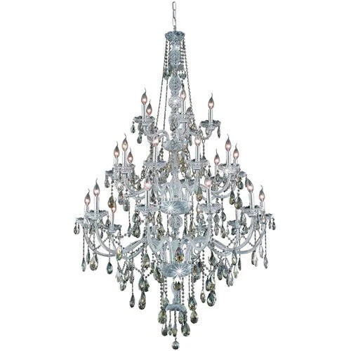 Verona Chrome Twenty-Five Light Chandelier with Golden Teak/Smoky Royal Cut Crystals - Image 1