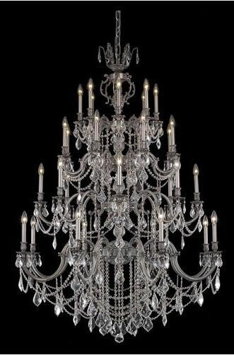 Pewter 32-Light Chandelier with Royal Cut Crystal - Image 1