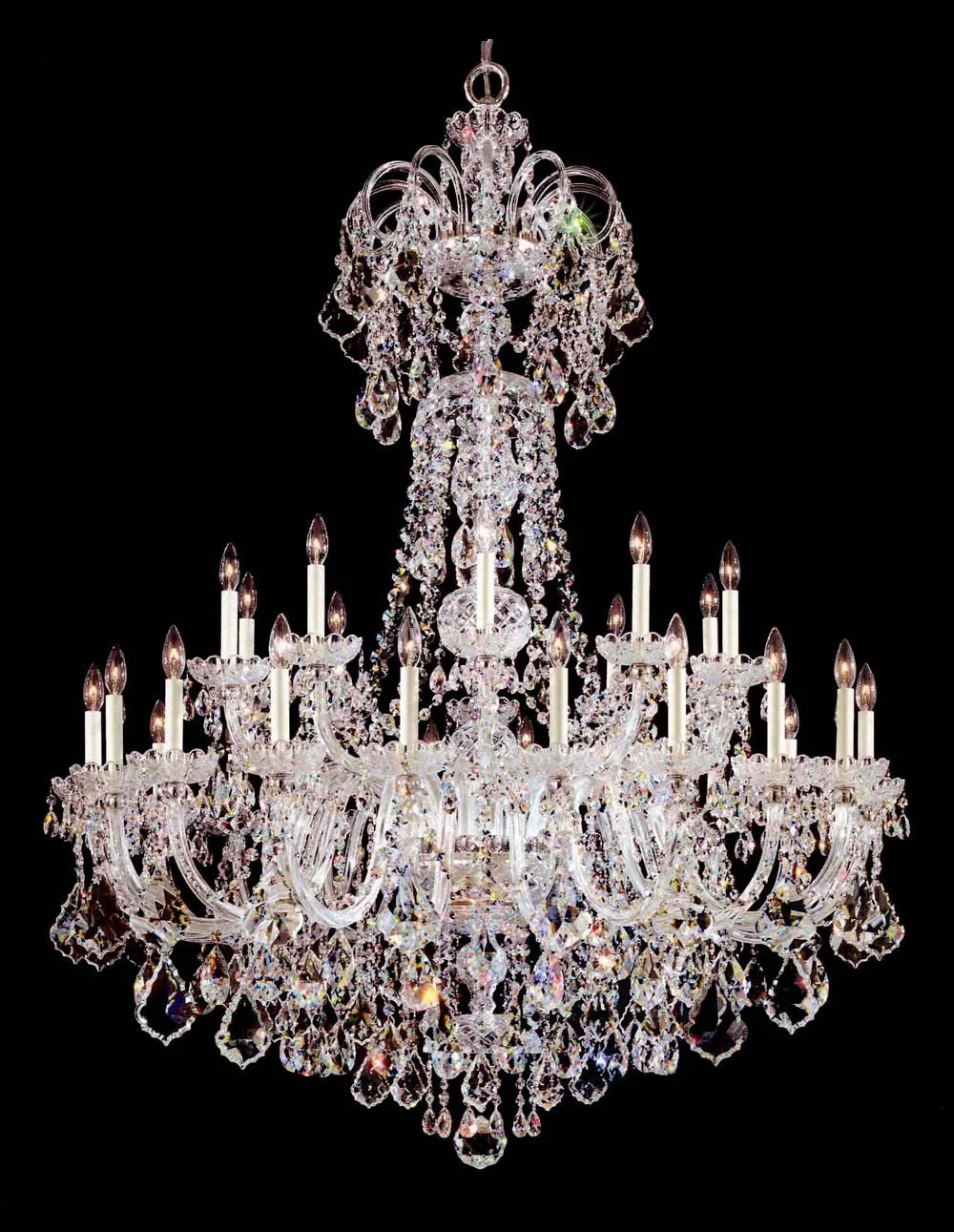 30 Lights Bohemian Crystal chandelier in polished chrome finish - Image 1