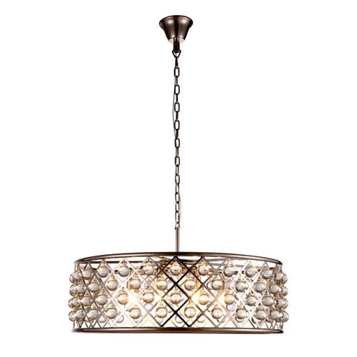 Madison Polished Nickel Eight-Light Pendant with Smooth Clear Crystals - Image 1