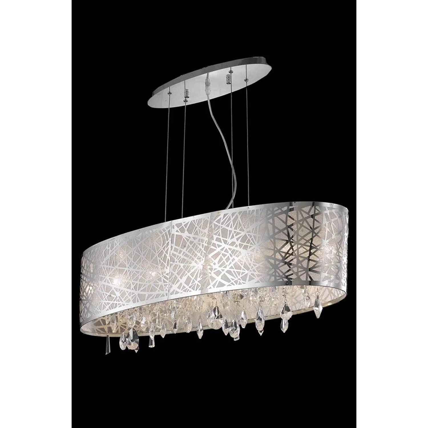 Mirage Chrome Six-Light Pendant with Royal Cut Crystal and Metal Shade - Image 1