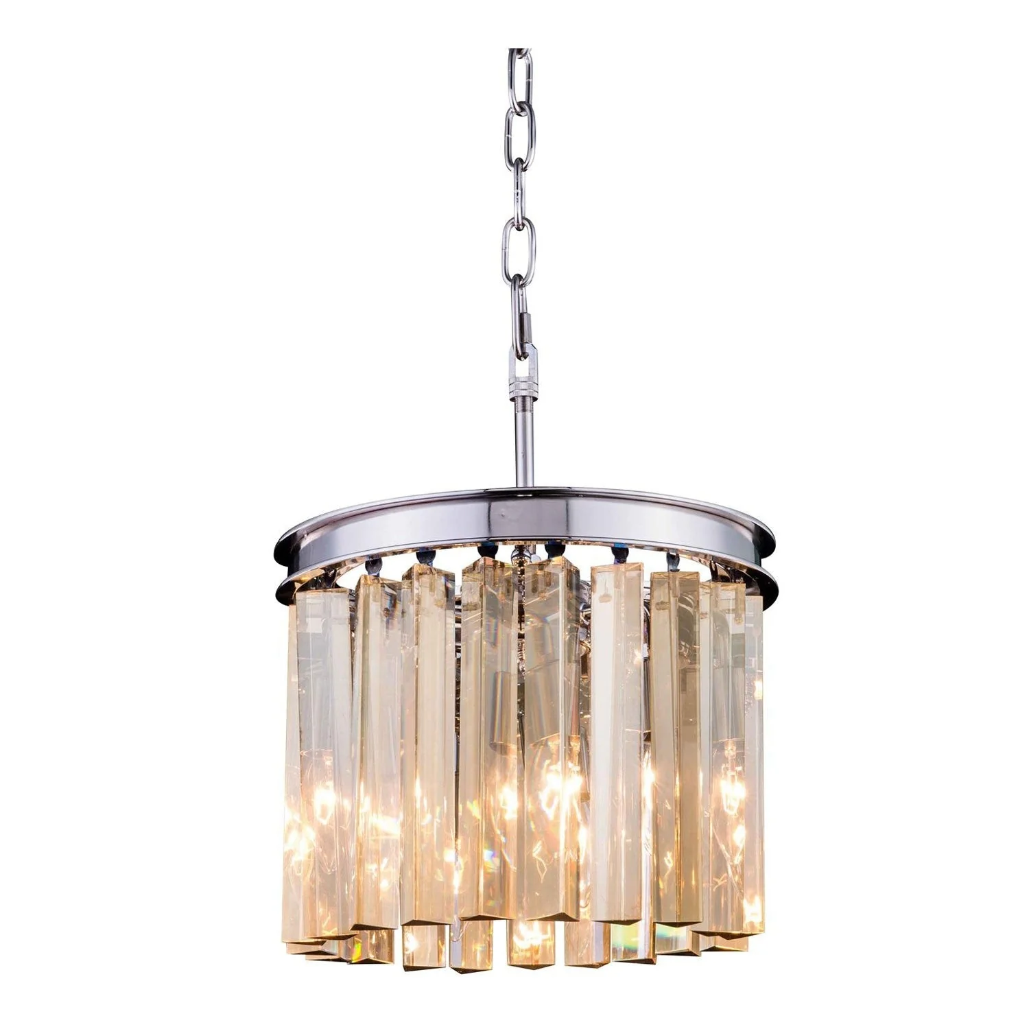 Sydney Polished Nickel Three-Light Pendant with Royal Cut Golden Teak Crystals - Image 1
