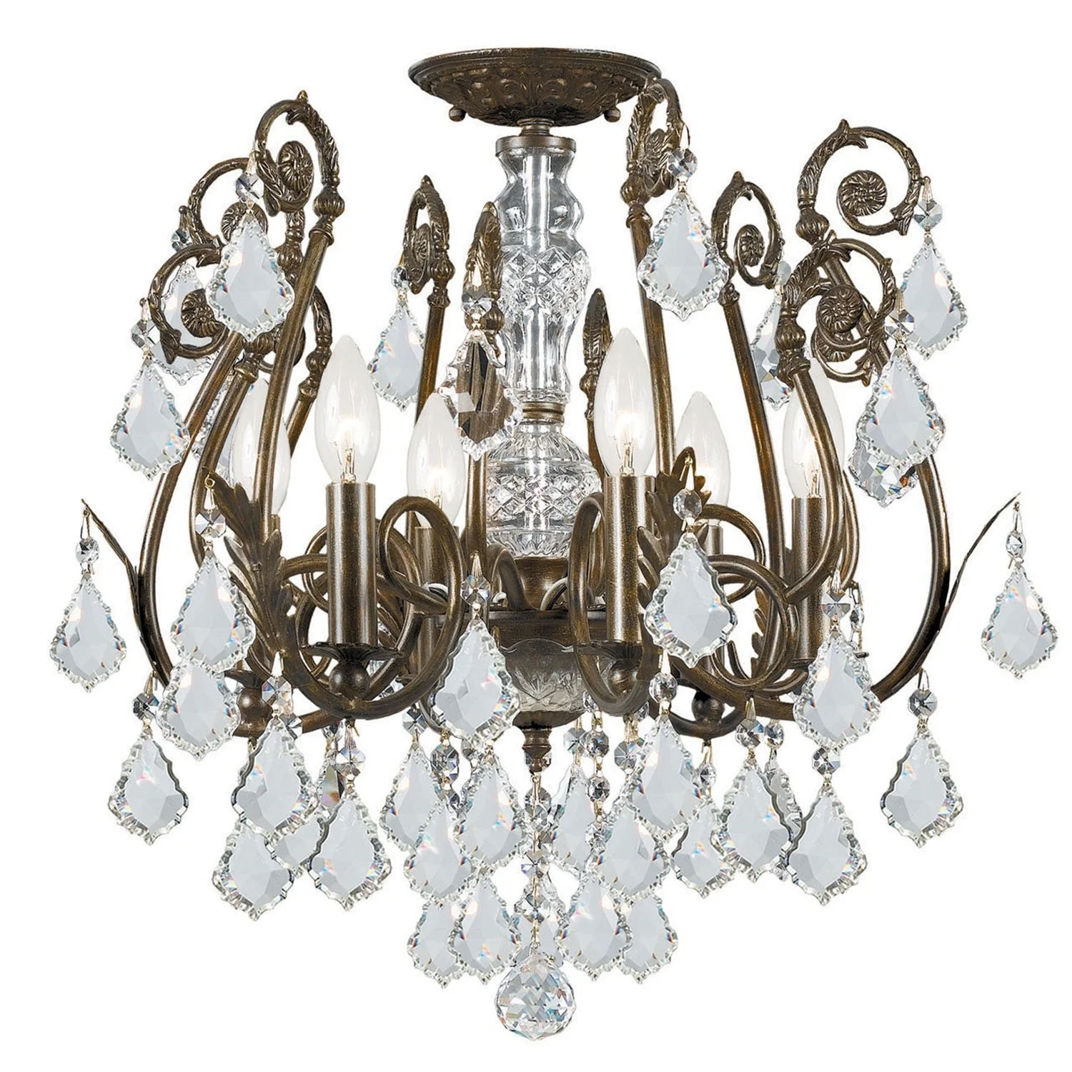 Bronze Clear Majestic Crystal Six-Light Semi-Flush - Image 1