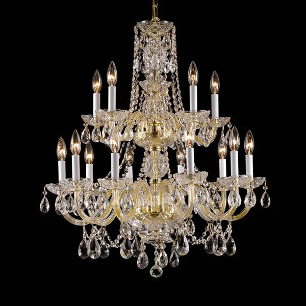 15 Light Bohemian Crystal Chandelier, gold plated - Image 1