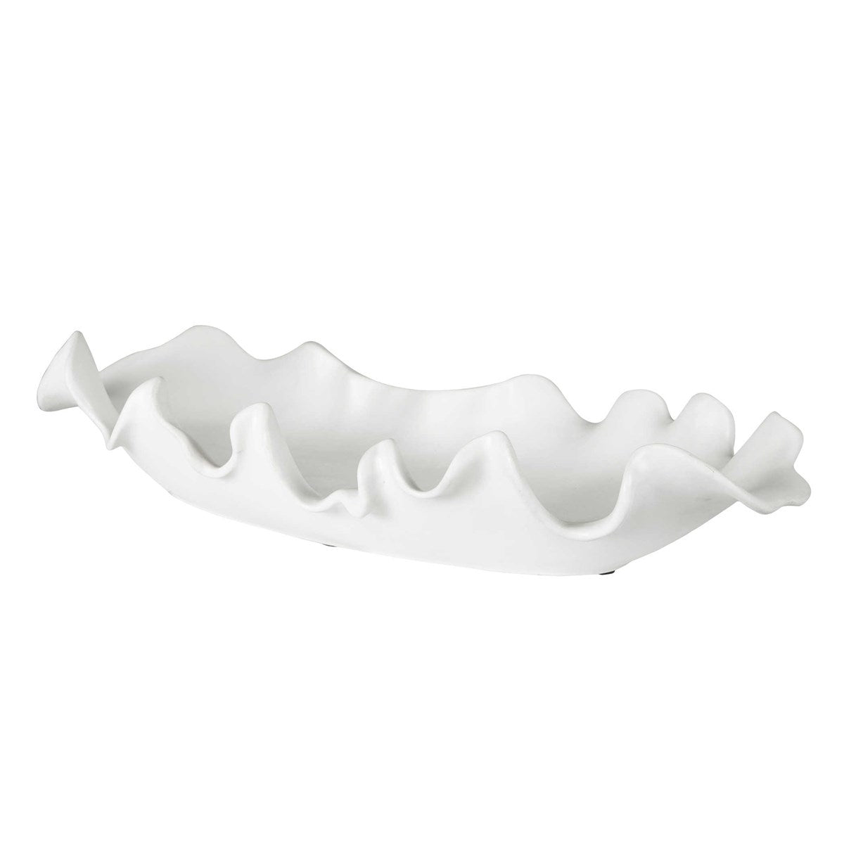 Uttermost Ruffled Feathers Matte White Ceramic Bowl - Image 2
