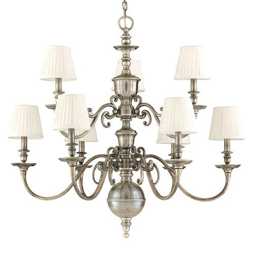 Nickel Nine-Light Chandelier - Image 1