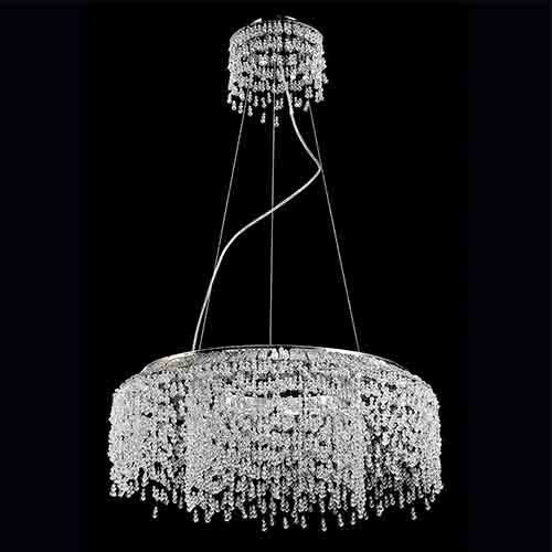 Chrome Eight-Light 23.5-Inch Rounch Chandelier with Clear Crystal - Image 1
