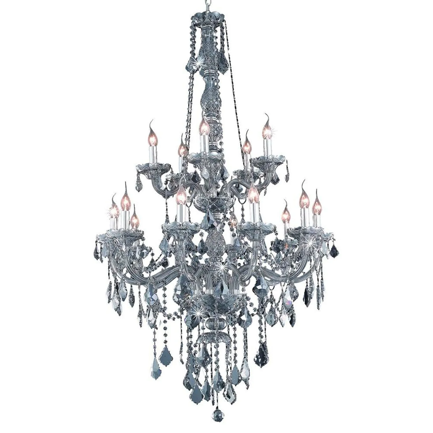 Silver Shade Fifteen-Light Chandelier with Royal Cut Crystals - Image 1