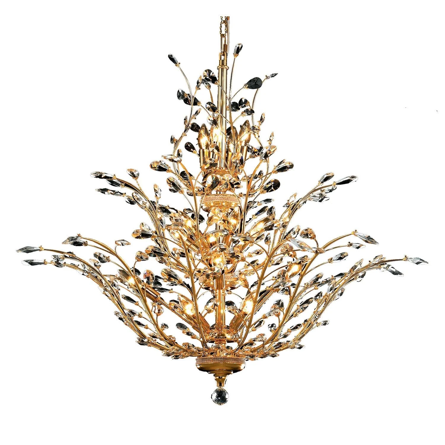 Orchid Gold Eighteen-Light 41-Inch Chandelier with Royal Cut Clear Crystal - Image 1