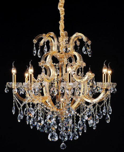 Gold plated 9 Light Maria Theresa crystal Chandelier - Image 1