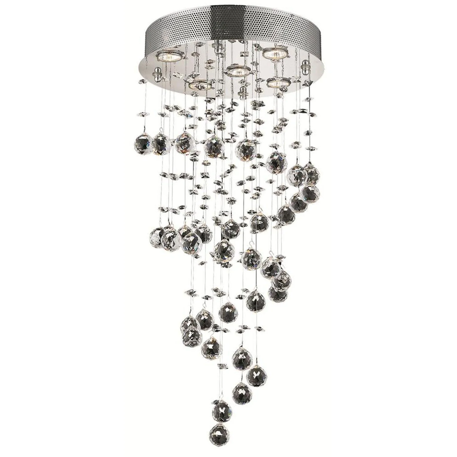 Galaxy Chrome Five-Light 16-Inch Semi Flush Mount with Royal Cut Clear Crystal - Image 1