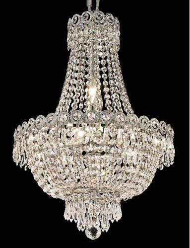 Chrome Eight-Light 16-Inch Chandelier with Royal Cut Clear Crystal - Image 1