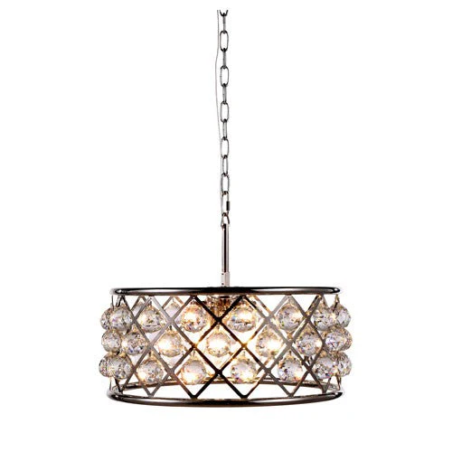 Madison Polished Nickel Five-Light Pendant with Faceted Clear Crystals - Image 1