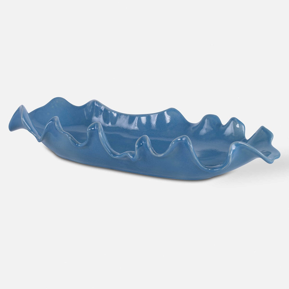 Uttermost Ruffled Feathers Blue Ceramic Bowl - Image 2
