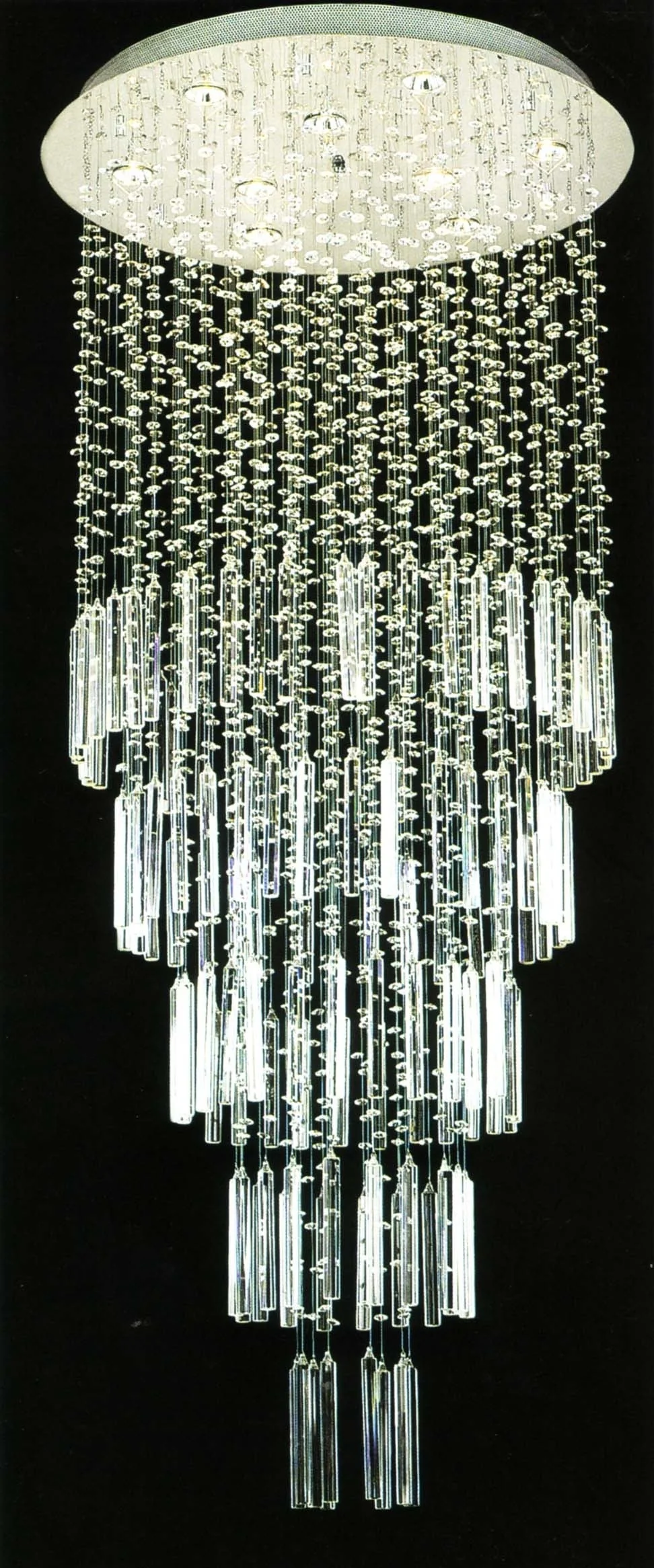 9 lights contemporary crystal chandelier in polished chrome finish - Image 1