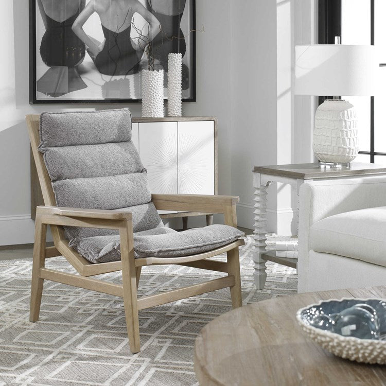 Uttermost Isola Charcoal Gray Fabric Scandinavian Style Wood Accent  Chair - Image 1