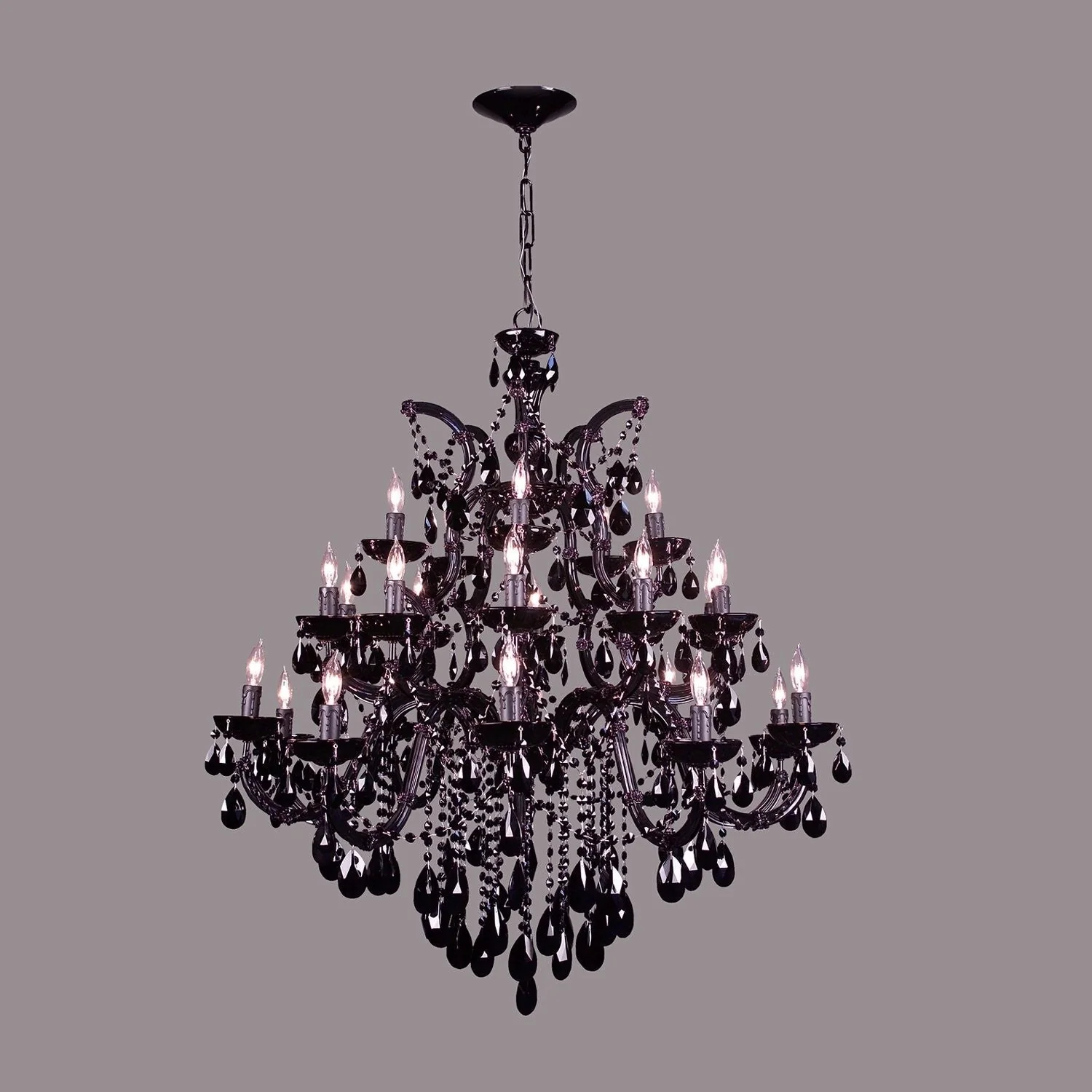 25 Light Traditional Chandelier dressed with black crystals - Image 1