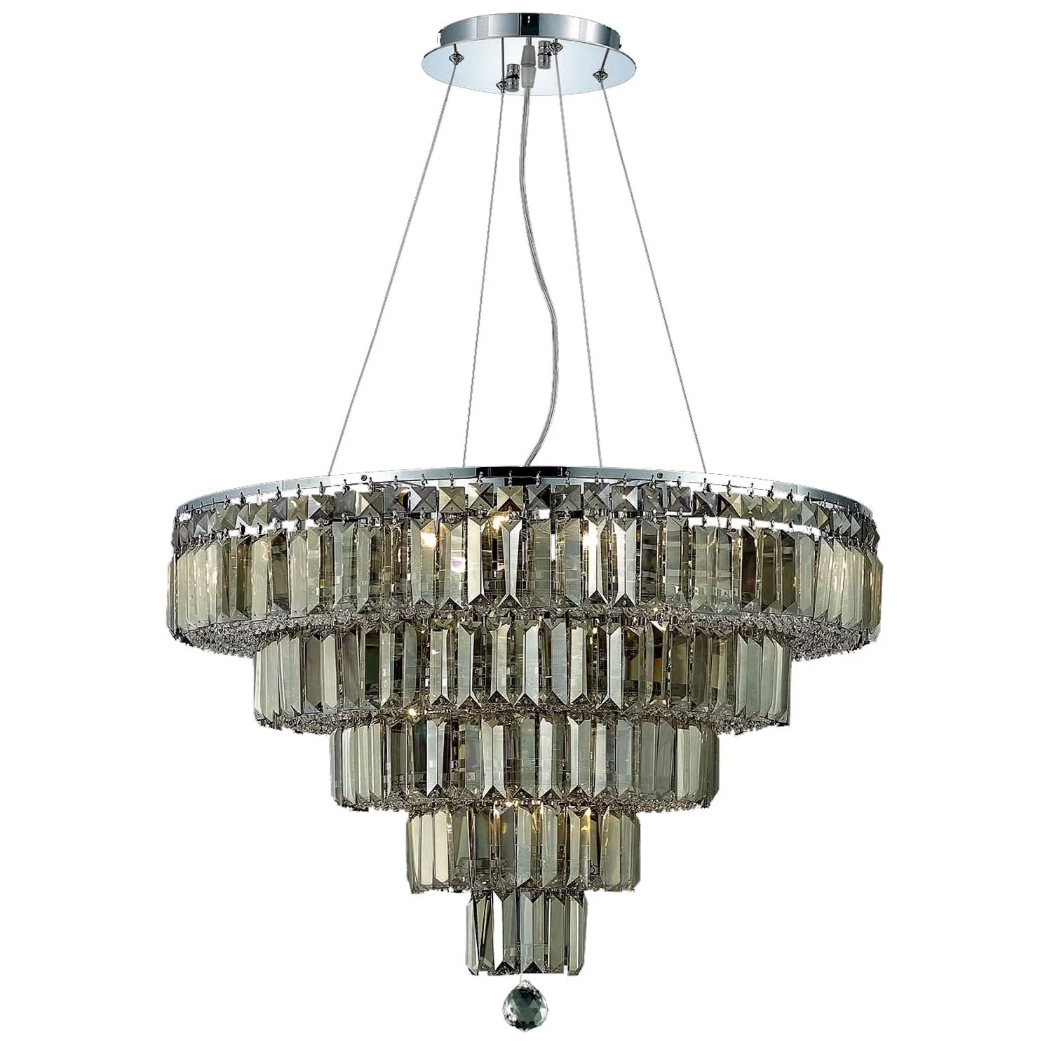 26-Inch Five-Tier Chandelier with Royal Cut Golden Teak Smoky Crystal - Image 1
