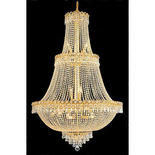Century Gold Seventeen-Light 30-Inch Three-Tier Chandelier with Royal Cut Clear Crystal - Image 1