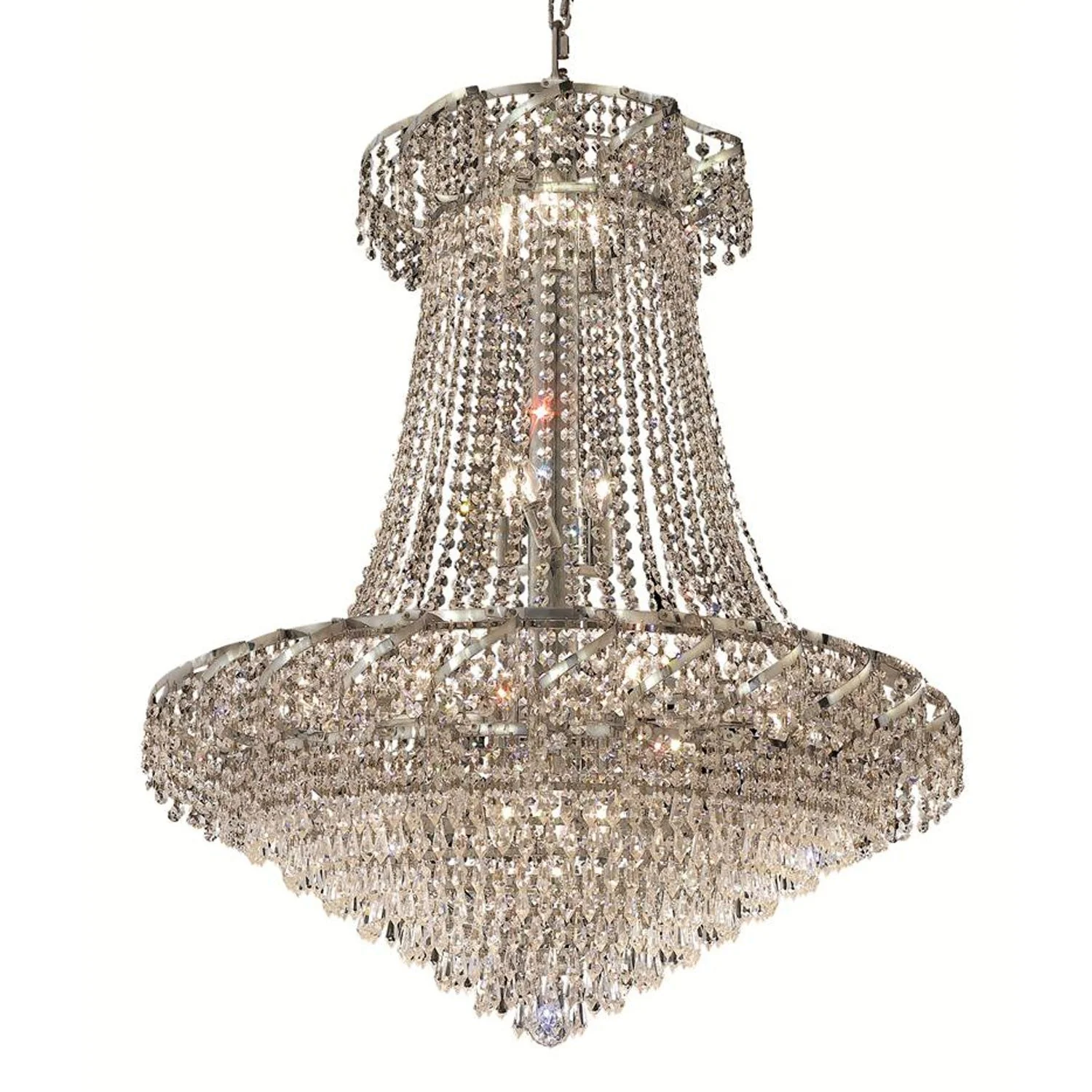 Belenus Chrome Eighteen-Light 30-Inch Chandelier with Royal Cut Clear Crystal - Image 1