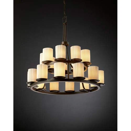 Pleats Twenty-One Light, Two-Tier Ring Chandelier - Image 1