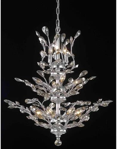 Chrome 13-Light Chandelier with Golden Teak Royal Cut Crystal - Image 1